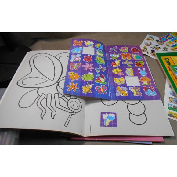 Kids Coloring Book/Drawing Lot: Stickers, Crayons, Coloring Books, Pencil Box - Picture 3 of 16
